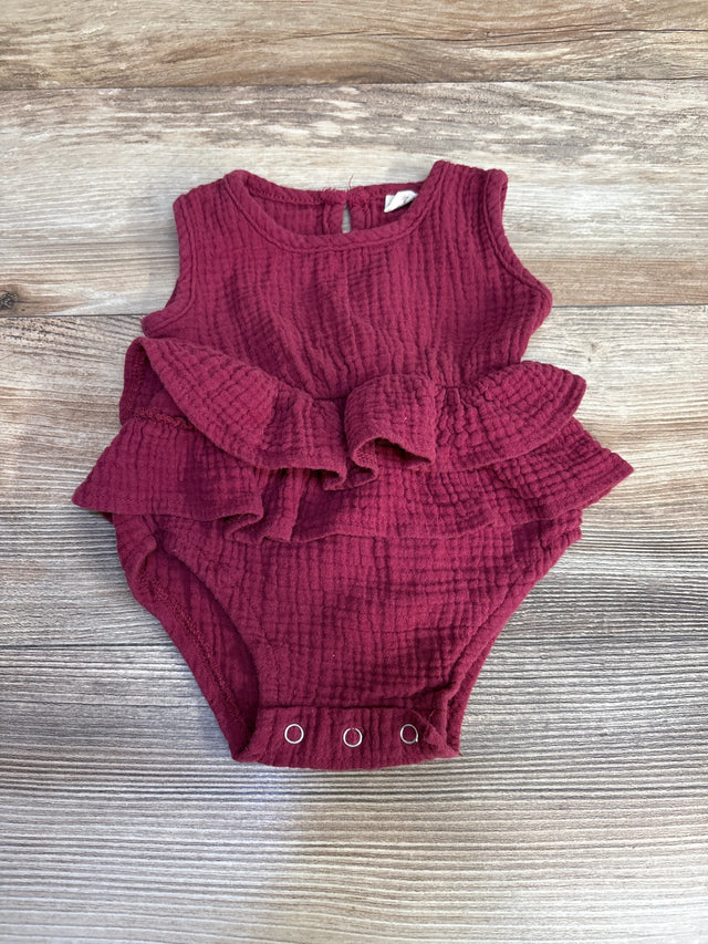 Muslin Ruffle Romper Red sz 12m - Me n Mommy To Be