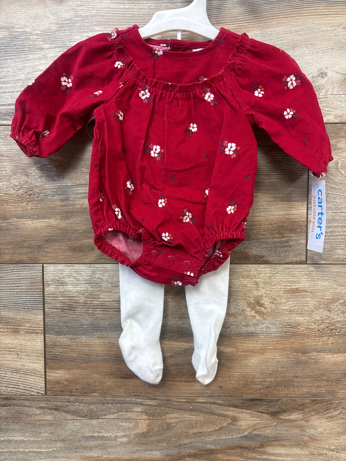NEW Just One You 2pc Corduroy Long Sleeve Bubble Romper & Footed Tights Red sz Newborn