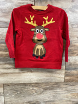 H&M Red Nose Reindeer Christmas Sweater Red sz 2-4T