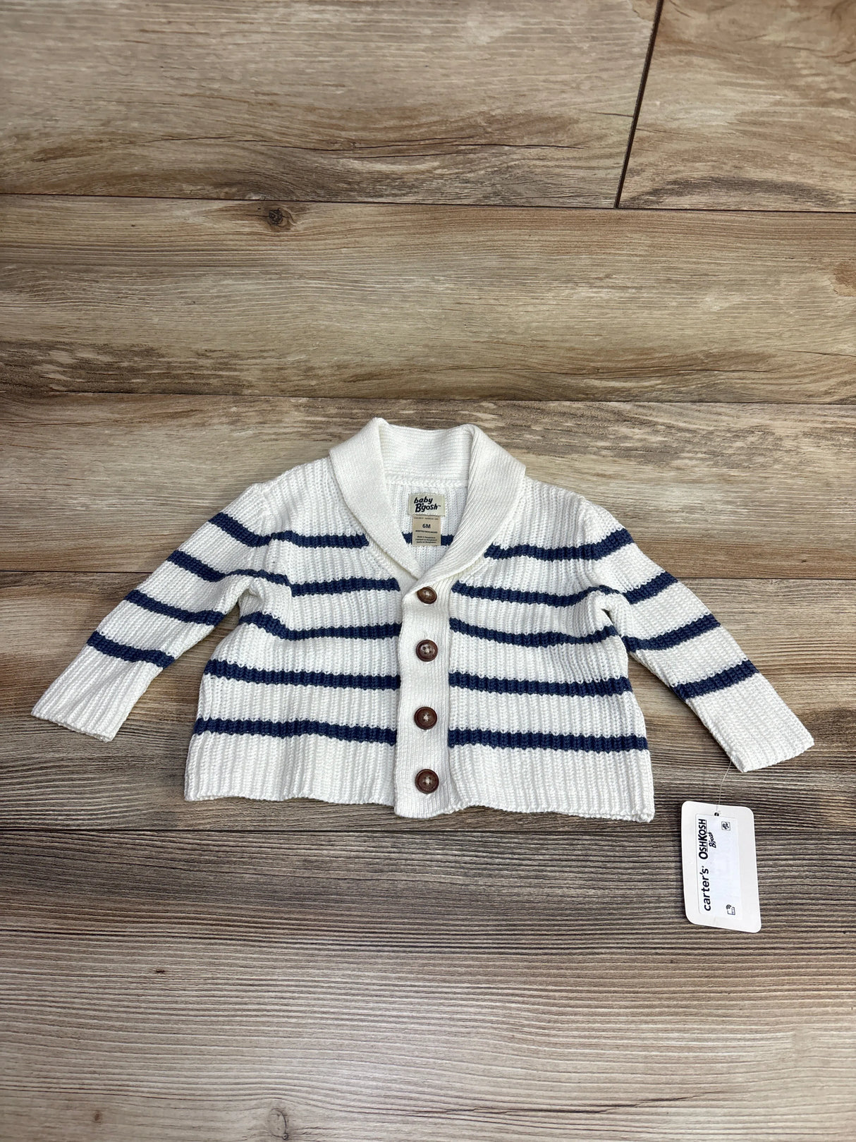 NEW OshKosh Button Front Striped Cardigan White sz 6m