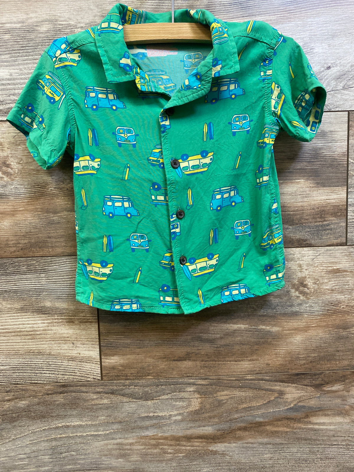 Cat & Jack Button Up Shirt Green sz 2T