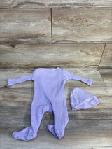 Shein 2pc Embroidered Ruffle Sleeper & Hat Set Purple sz 1-3m