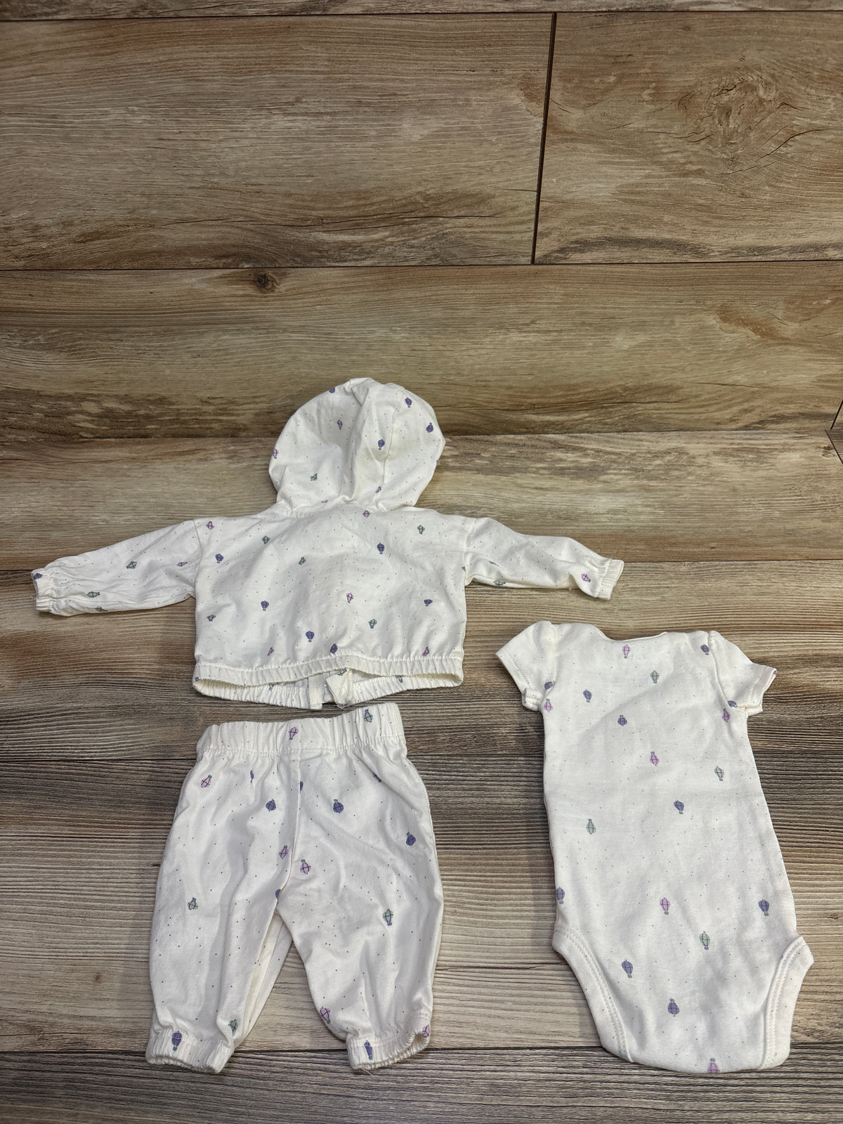 Carter's 3pc Zip-Up Jacket, Bodysuit, & Pants Set White sz Newborn