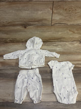Carter's 3pc Zip-Up Jacket, Bodysuit, & Pants Set White sz Newborn