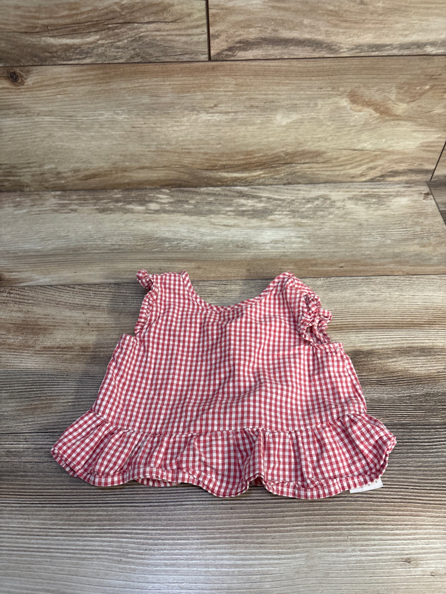 Little Planet Gingham Peplum Shirt Red sz 12m