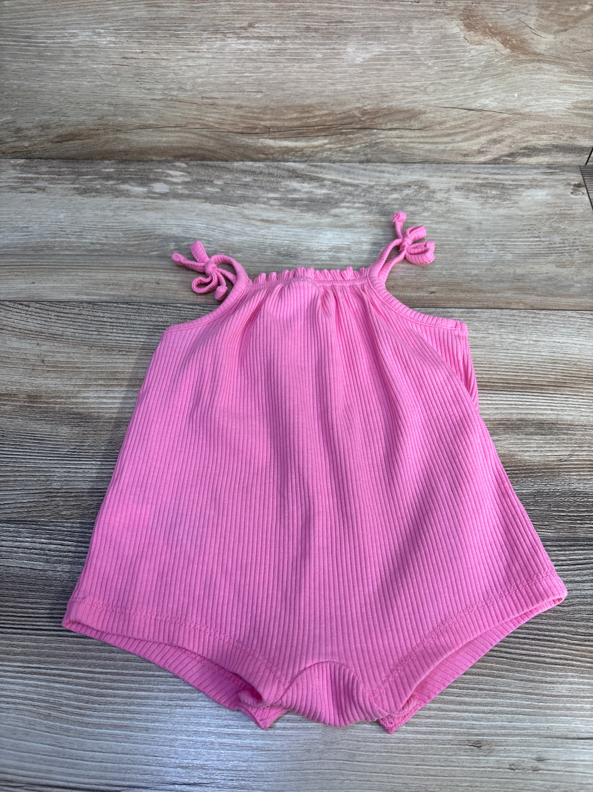 Old Navy Ribbed Sleeveless Tie-Knot Shortie Romper Pink sz 3-6m