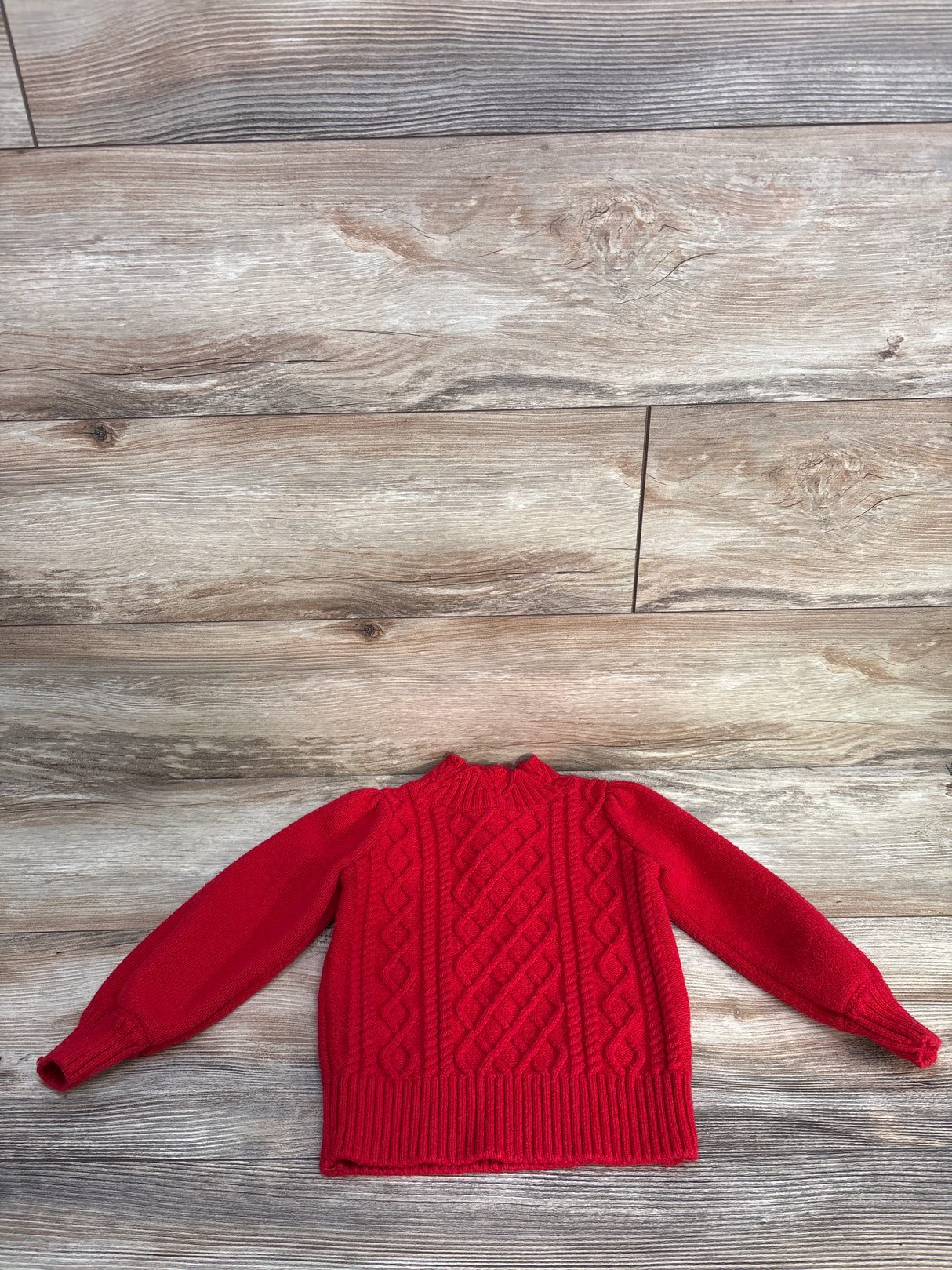 Janie & Jack Cable Knit Puff Sleeve Sweater in Holiday Red sz 3T