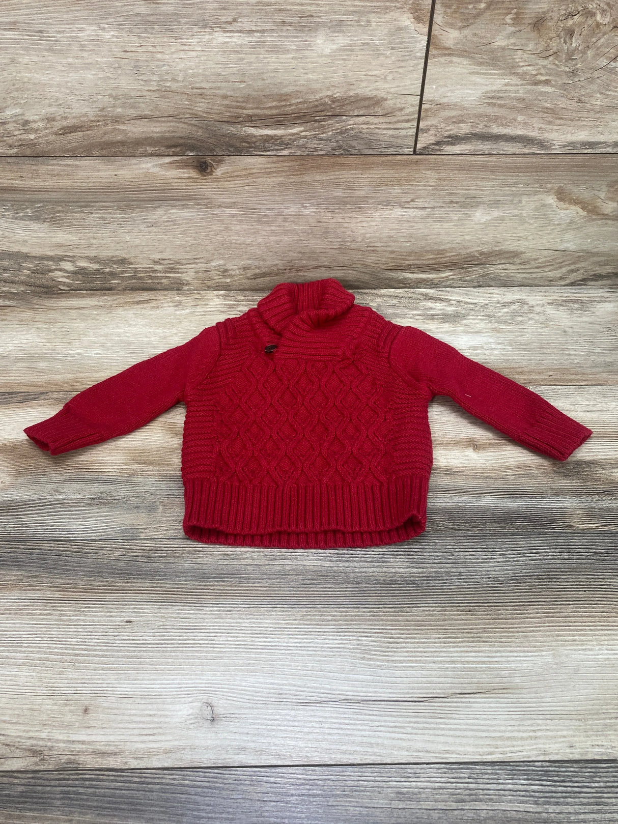 Cat & Jack Cable Knit Shawl Collar Sweater Red sz 12m