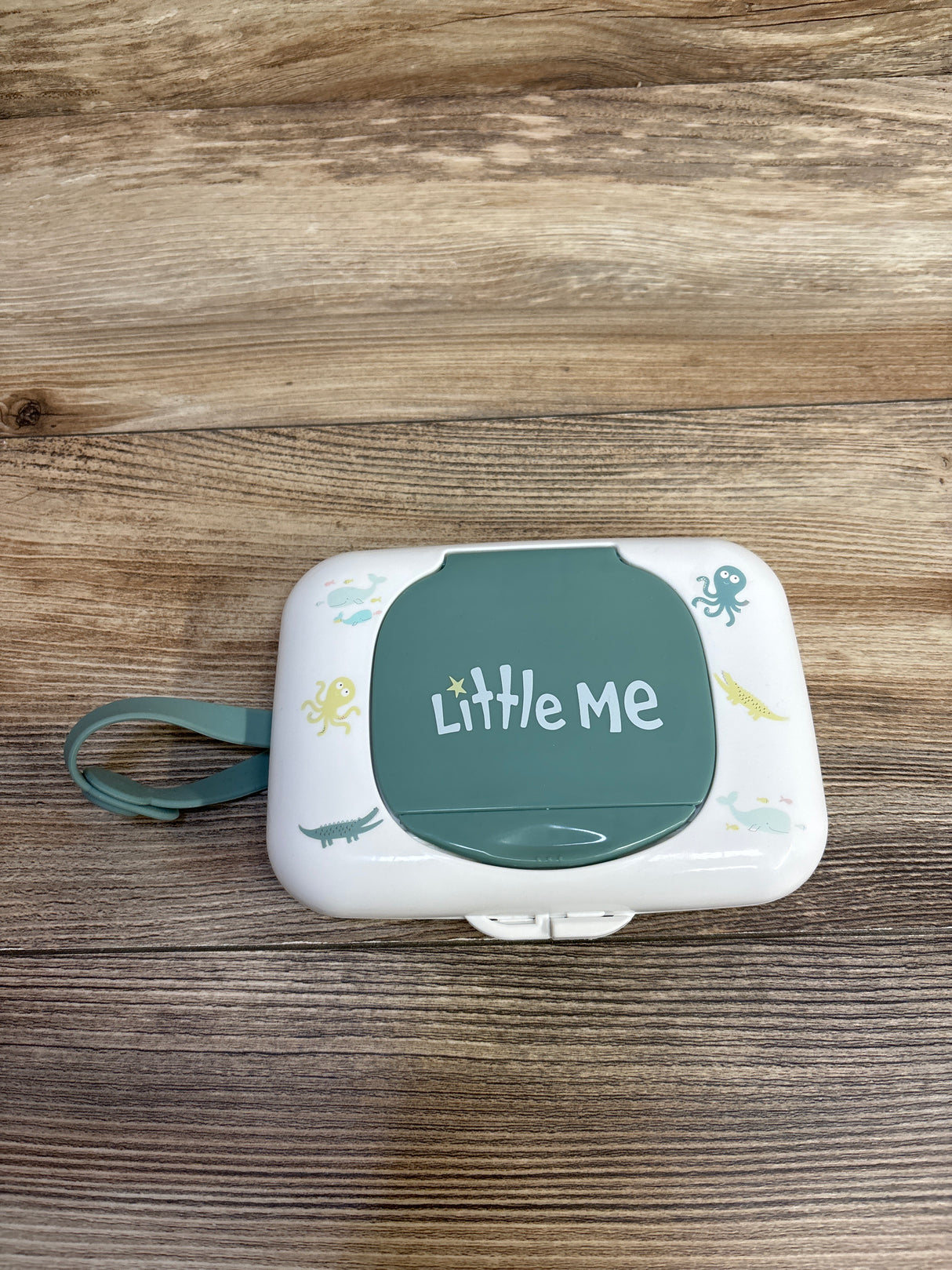 Little Me Portable Wipe Dispenser, White/Green