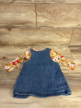 Carter's 2pc Floral Shirt & Chambray Skirtall Set Brown sz 18m