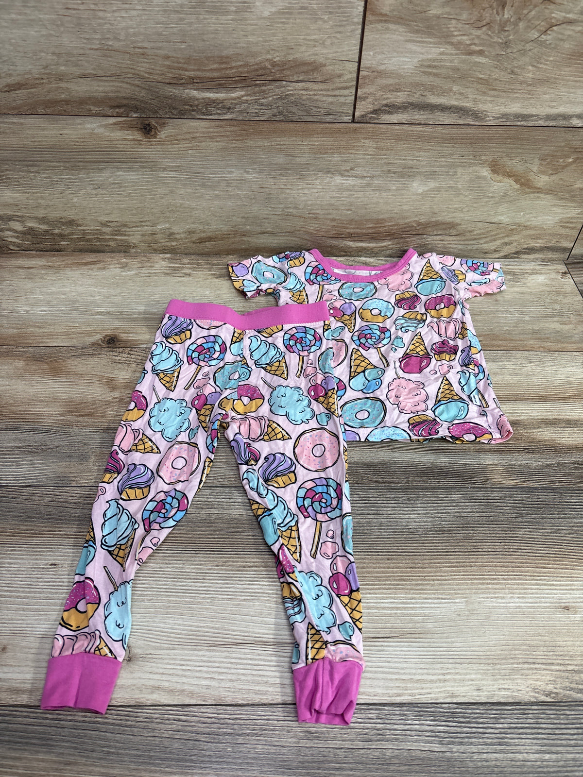 Little Sleepies Sweet Treats 2pc Bamboo Pajama Set Pink sz 12-18m