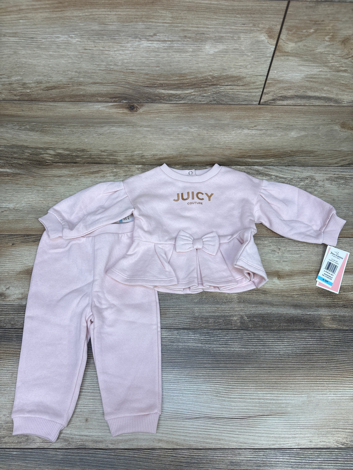 NEW Juicy Couture 2pc Peplum Sweatshirt & Joggers Set Pink sz 6/9m