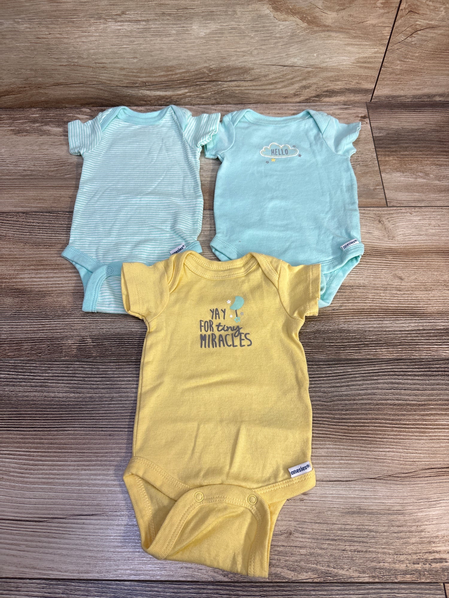 Gerber 3pk Bodysuits Blue sz Newborn