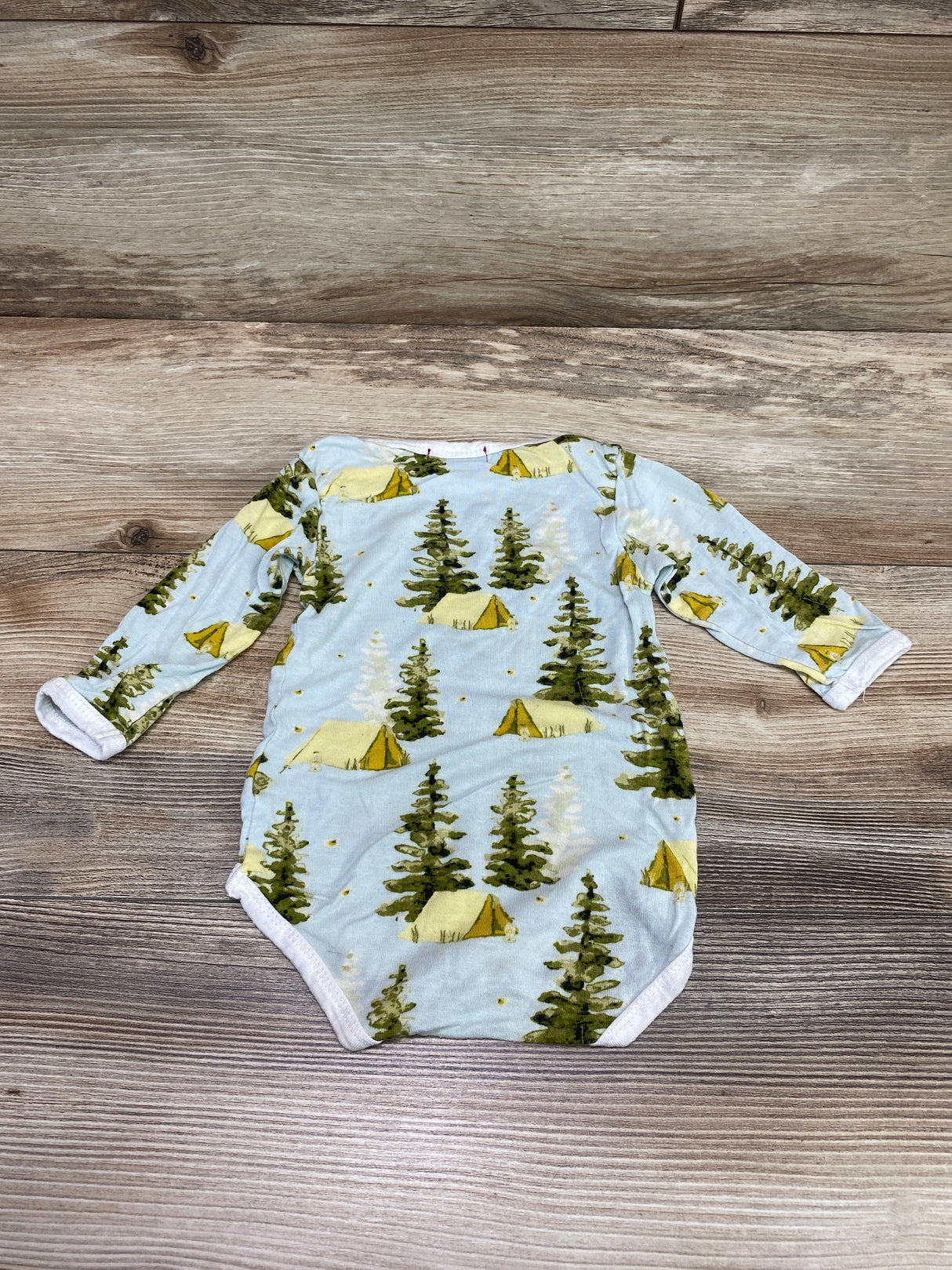 Milkbarn Camping Bamboo Long Sleeve Bodysuit Blue sz 6-12m