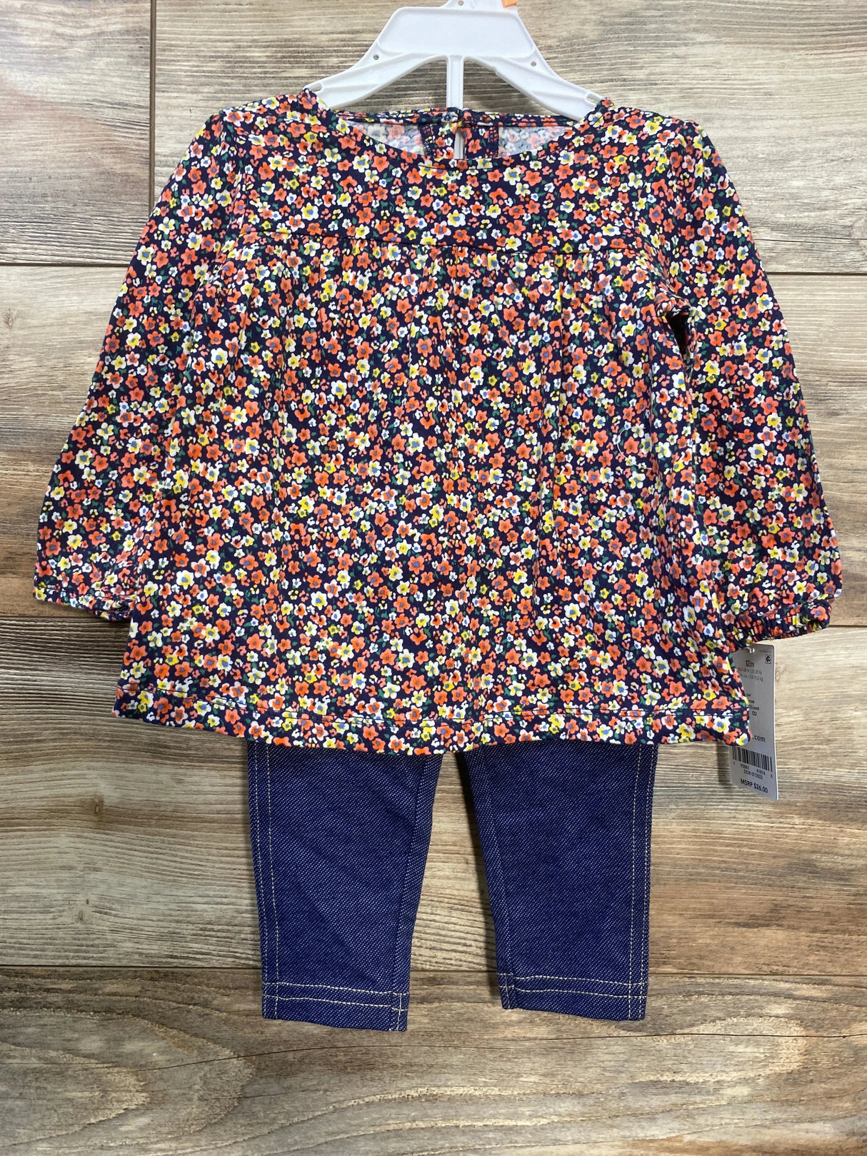 NEW Carter's 2pc Floral Top & Leggings Navy sz 12m