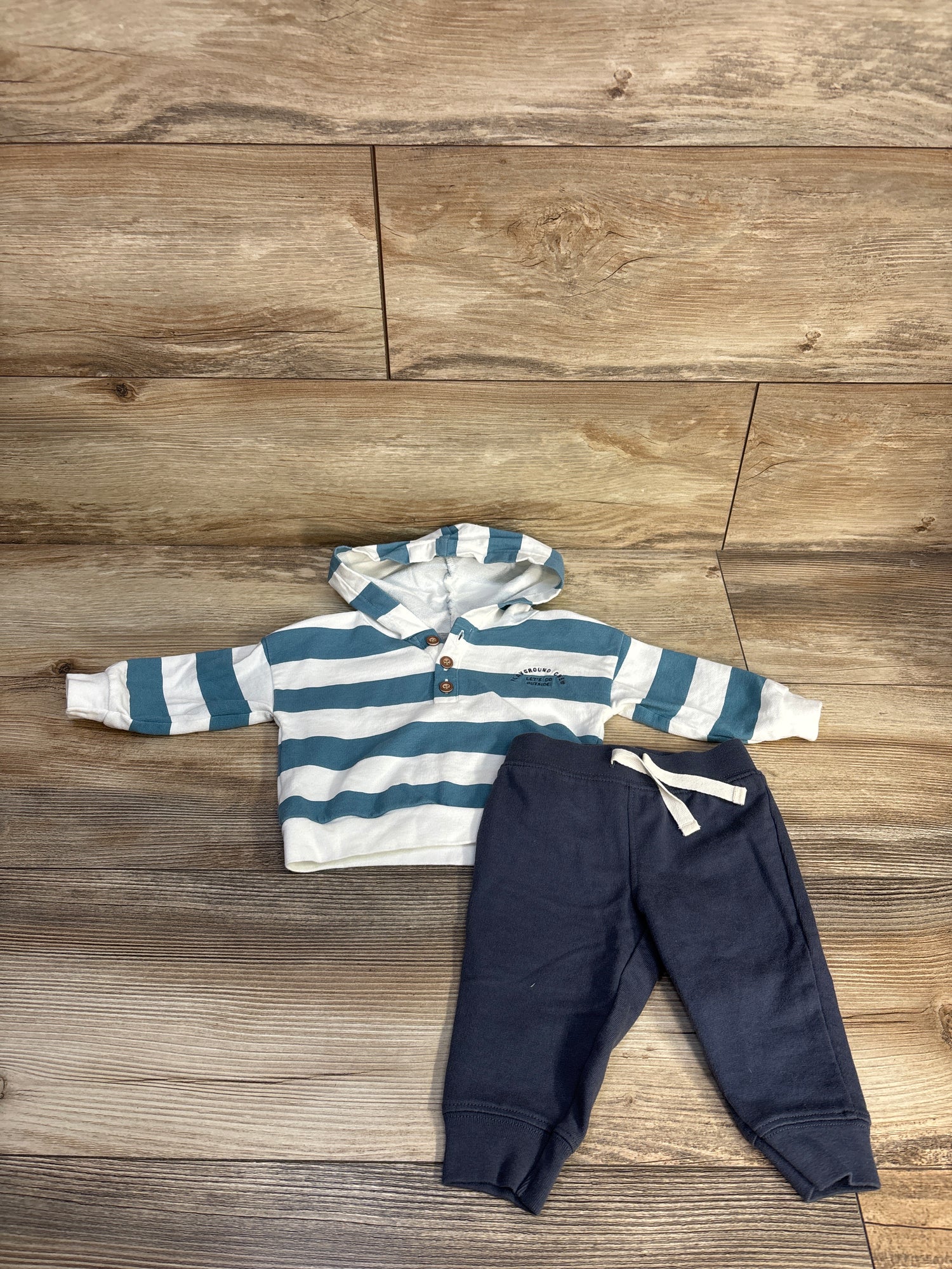 Just One You 2pc Pullover Henley Sweatshirt & Joggers Set White sz 6m