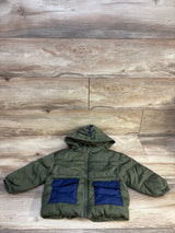 Old Navy Fleece Lined Puffer Jacket Olive sz 2T