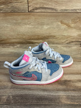 Air Jordan 1 Mid SE TD 'Denim Sequin' Sneakers sz 10c