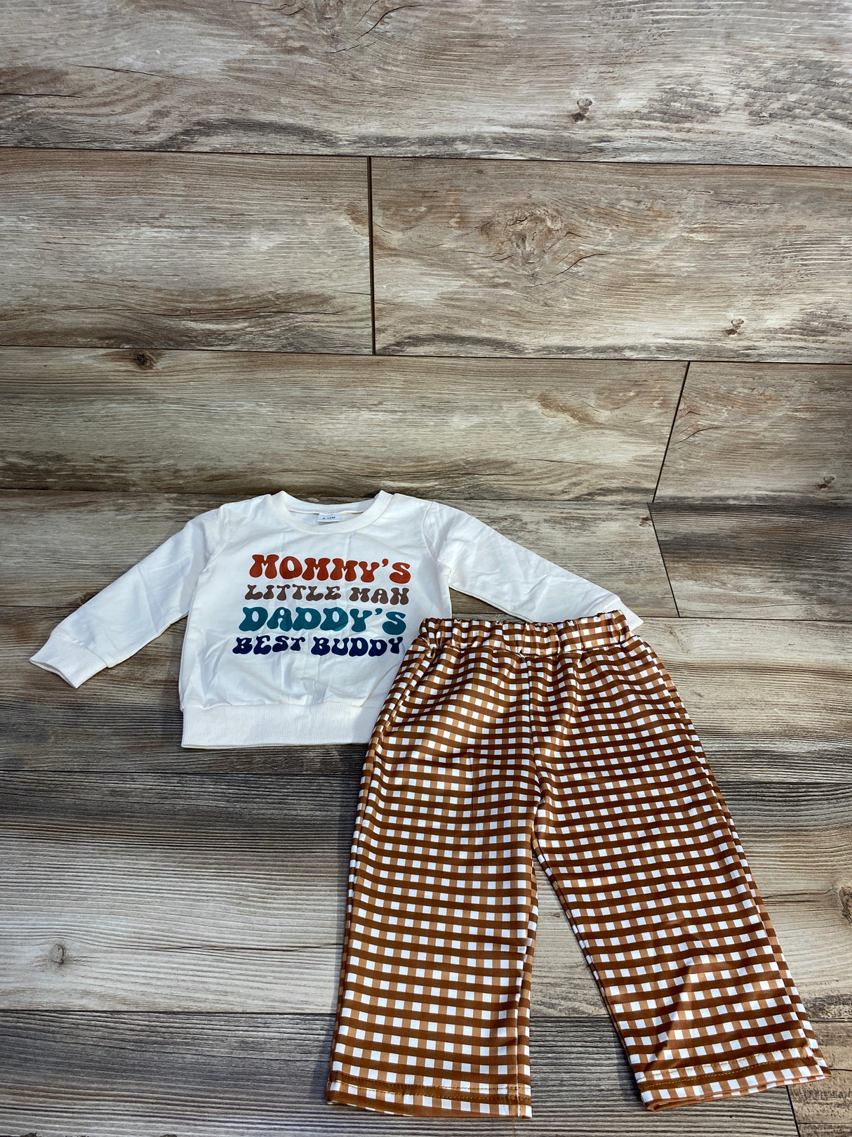 2pc Mommy's Little Man Sweatshirt & Pants White sz 6-12m