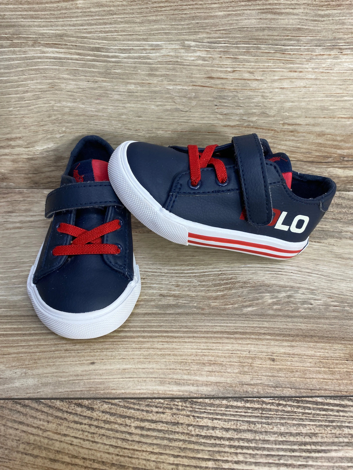 Ralph Lauren Navy Leather Sneakers sz 6c