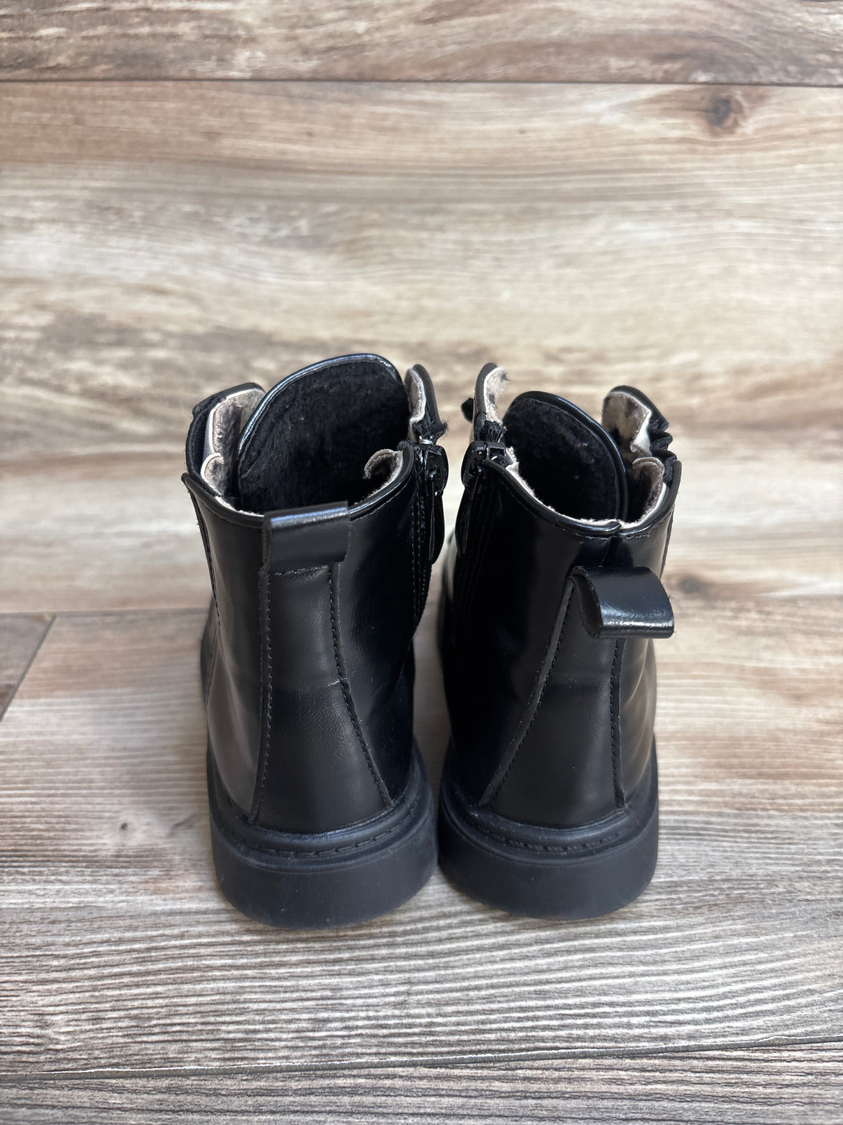 Comfy Kids Faux Leather Lace-Up Boots Black sz 11c