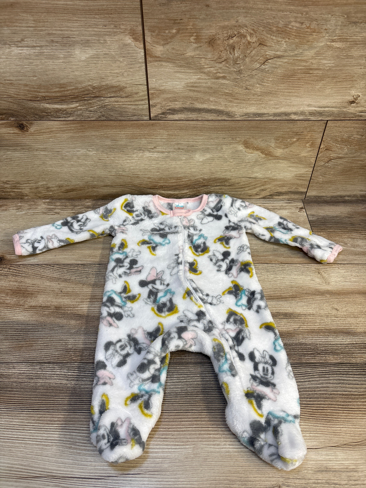 Disney Baby Plush Minnie Mouse Sleeper White sz 0-3m