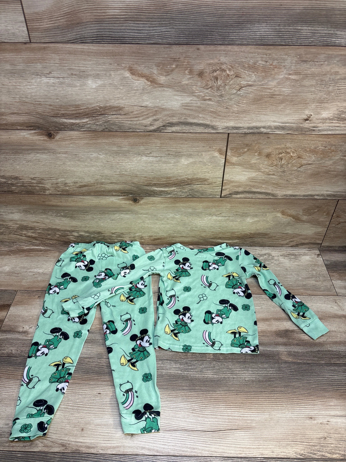 Disney Junior 2pc Mickey Mouse St Patrick's Day Pajama Set Sage sz 5T