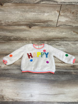 Baby Sara Faux Fur Cream Sequin "Happy" Sweatshirt sz 24m