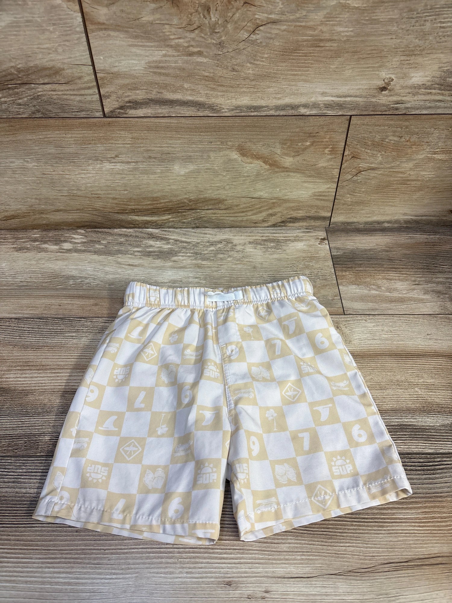 Banana Boat Checker Swim Trunks White sz 3T