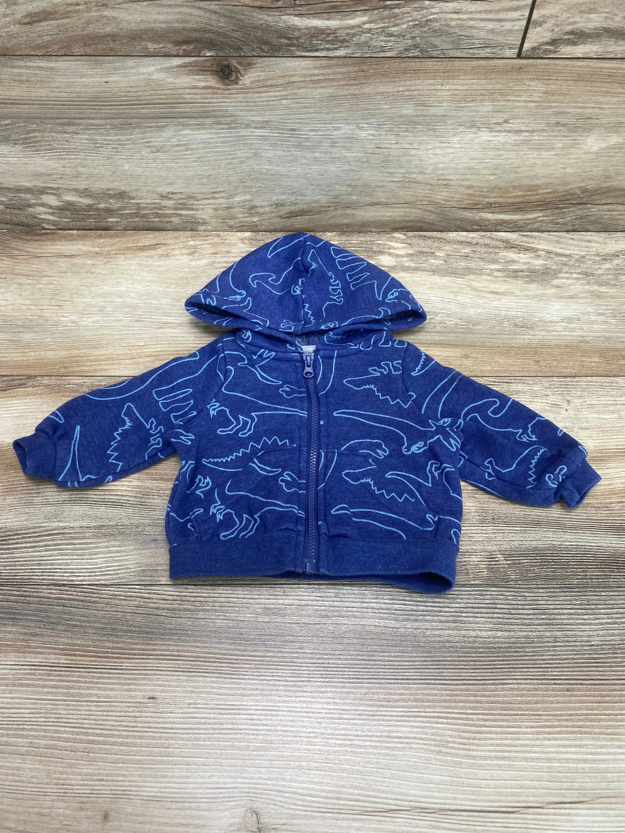 Okie Dokie Dinosaur Print Full Zip Hoodie Blue sz Newborn