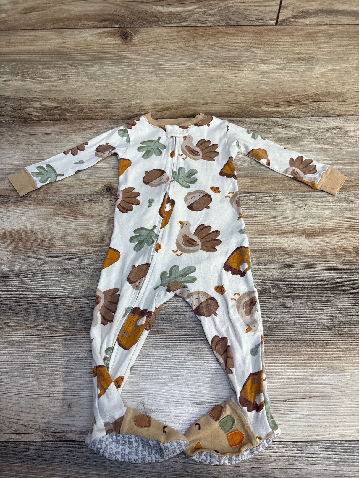 Carter's Thanksgiving Print Sleeper White sz 12m
