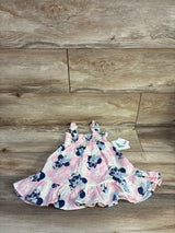 NEW Disney Baby 2pc Minnie Mouse Smocked Gauze Dress & Bloomers Pink sz 0-3m