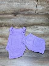 Cat & Jack 2Pc Ruffle Bodysuit & Shorts Purple sz 3-6m