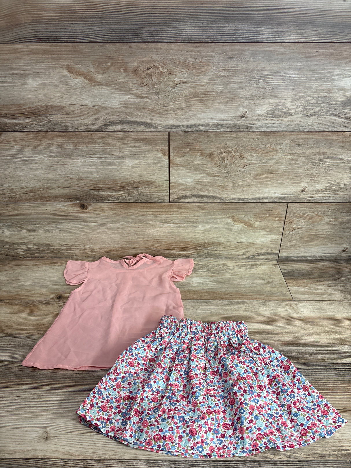 Generic 2pc Top & Floral Shorts Set Pink sz 3T