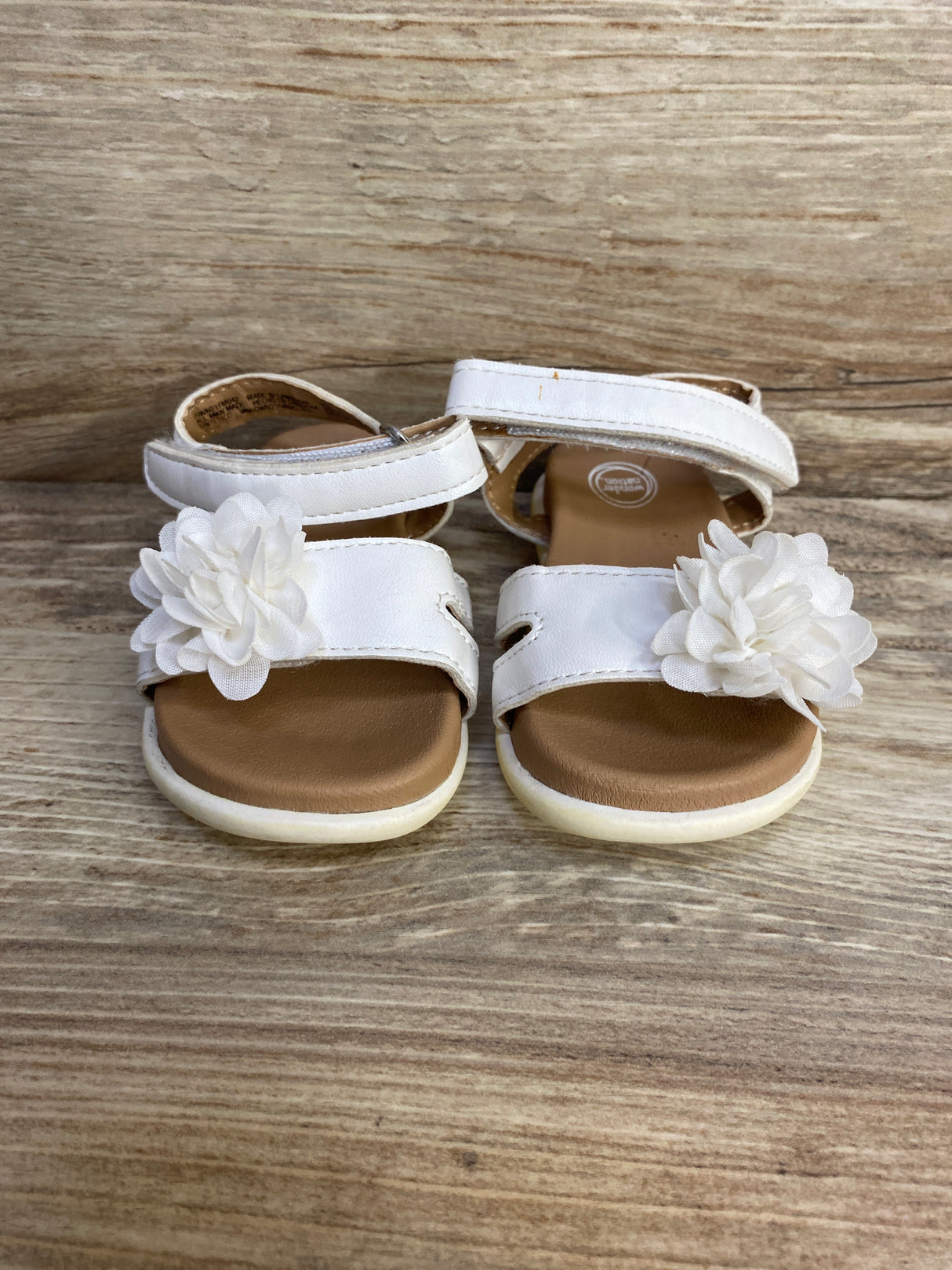 Wonder Nation White Chiffon Flower Sandals sz 2c