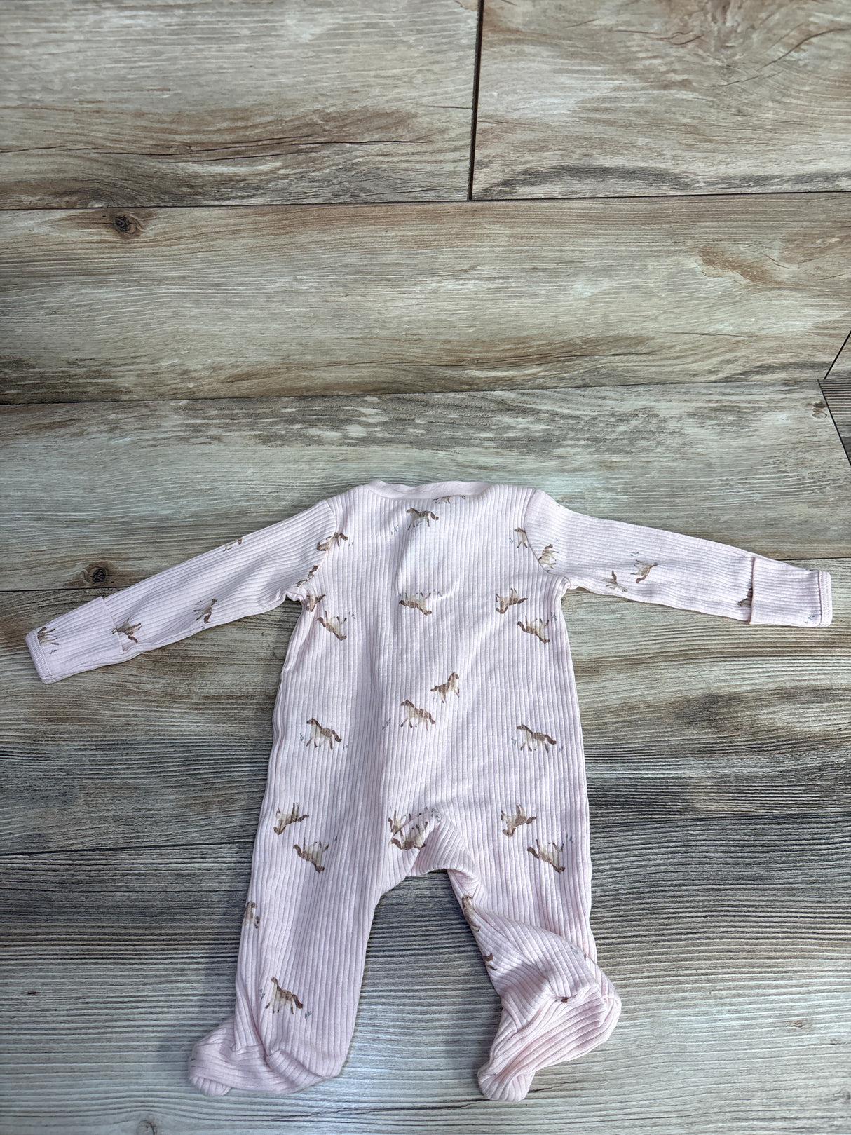 Carter's Ribbed Horse Print Sleeper Pink sz Newborn