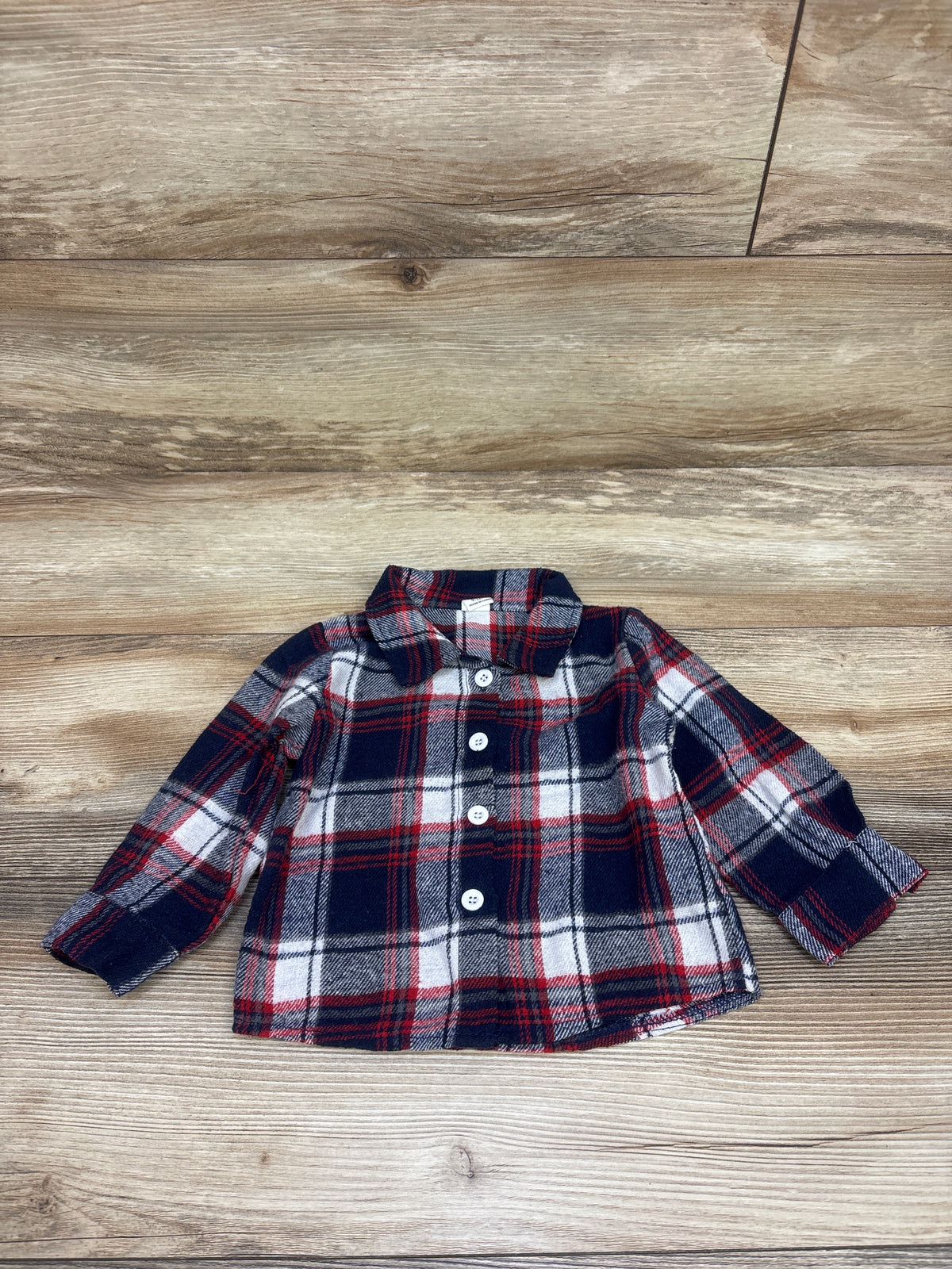 Shein Plaid Button-Up Flannel Navy sz 9-12m