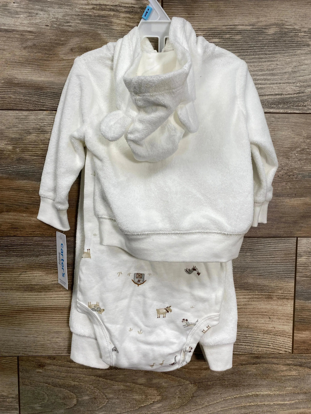 NEW Carter's 3pc Farm Print Terry Outfit White sz 6m