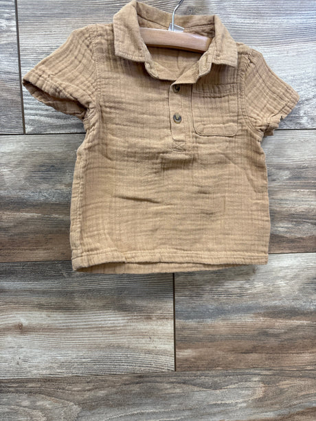 Old Navy Double-Weave Polo Shirt Brown sz 12-18m - Me n Mommy To Be