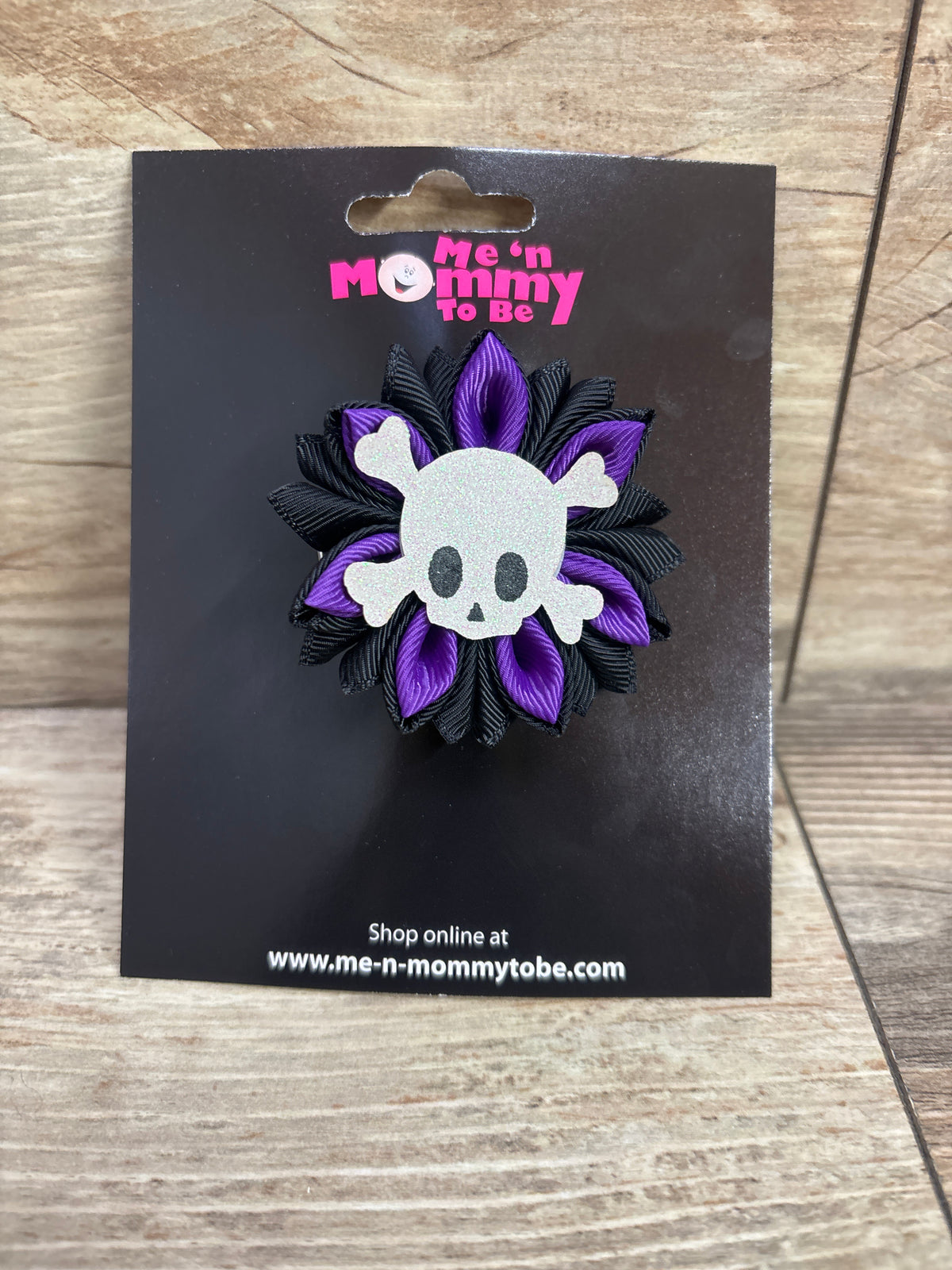 NEW Skull Applique Hair Bow Purple