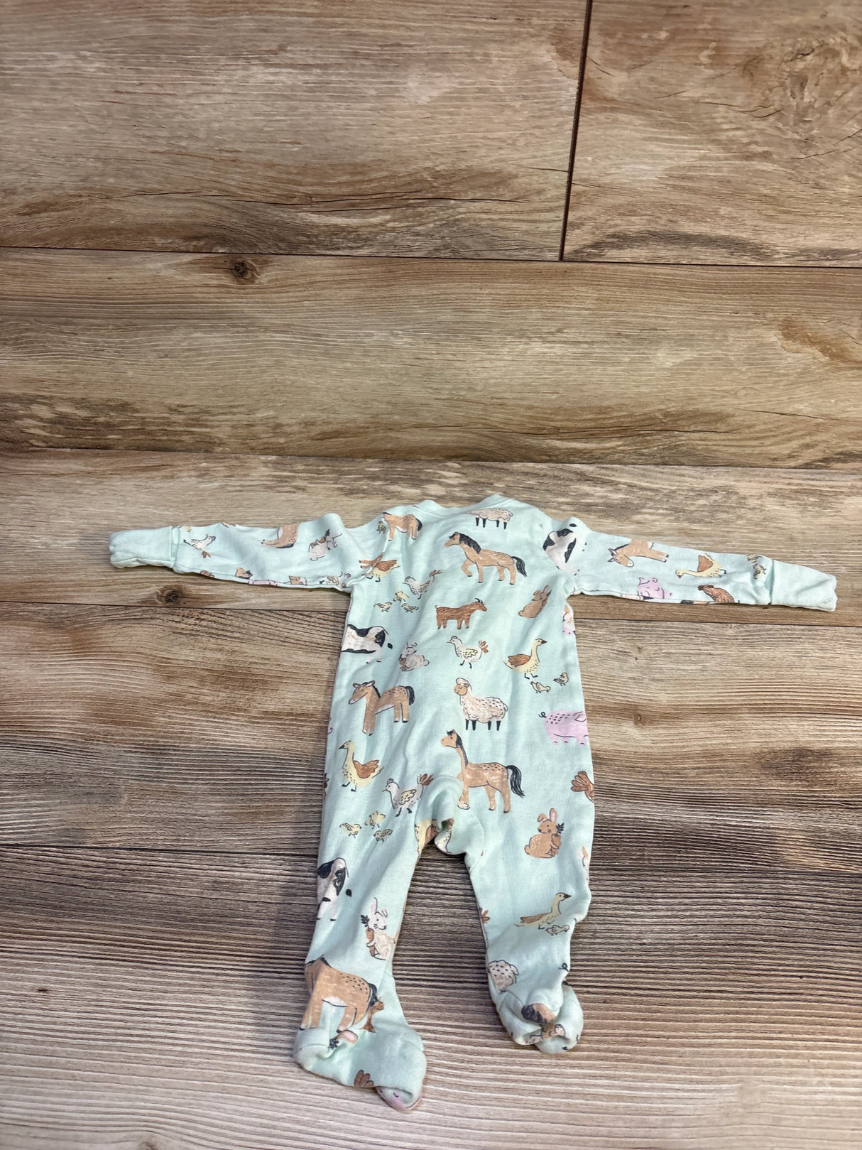 Modern Moments Farm Animal Sleeper Mint Green sz Newborn