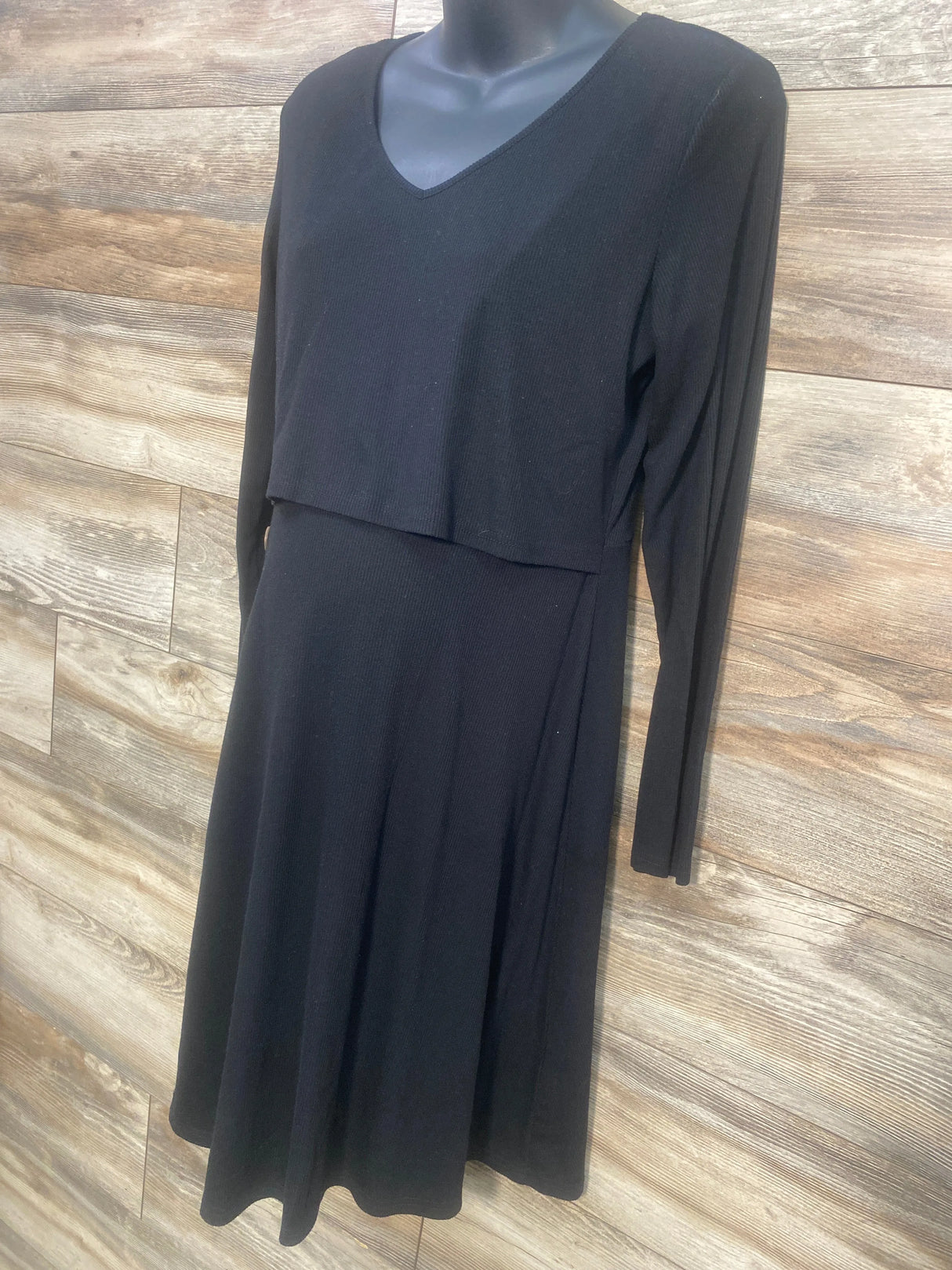 Ribbed Maternity Nursing Dress Black sz Large