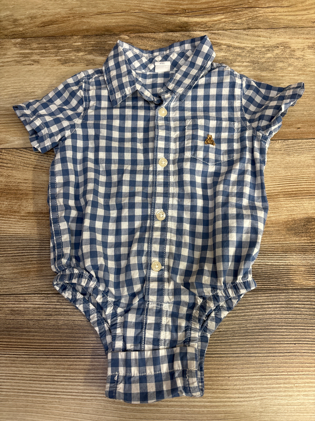 NEW Baby Gap Plaid Button Up Bubble Romper Blue sz 12-18m