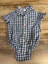 NEW Baby Gap Plaid Button Up Bubble Romper Blue sz 12-18m