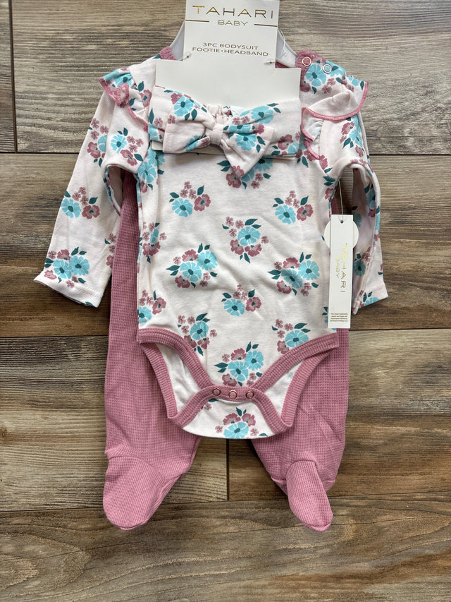 NEW Tahari Baby 3pc Floral Bodysuit Set Pink sz 6-9m - Me n Mommy To Be