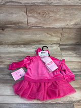 NEW Hello Kitty 3pc Velvet Tulle Sweatshirt Dress, Headband, & Tights Pink sz 3/6m