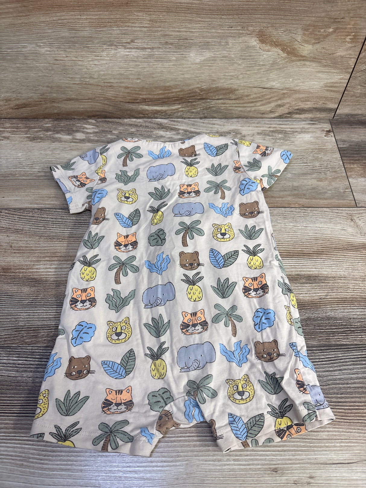 Cotton On Baby Organic Short Sleeve Zip Romper Beige sz 6-9m
