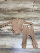 2pc Ribbed Bodysuit & Pants Brown sz 9-12m