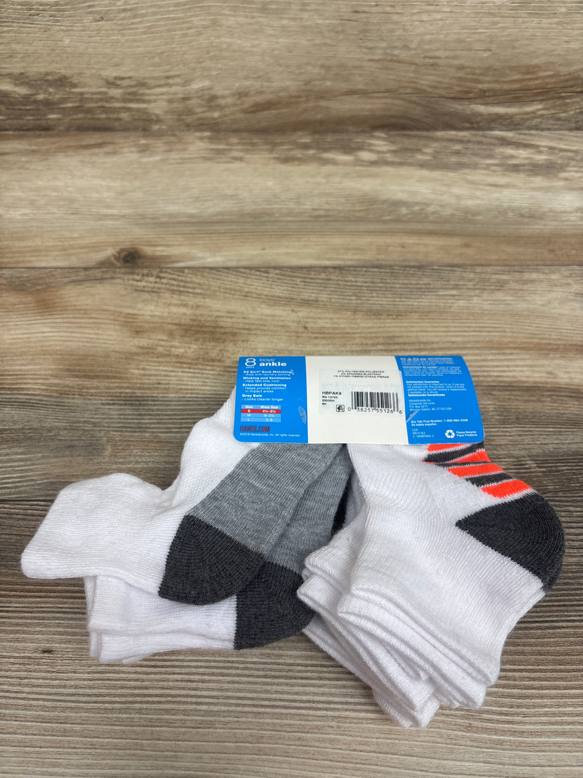NEW Hanes Premium 8pk Boys' Ankle Socks White sz Small 4.5-8.5c