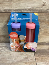 NEW The First Years Squeeze & Sip Straw Cups Pink/Purple 2pk 7oz